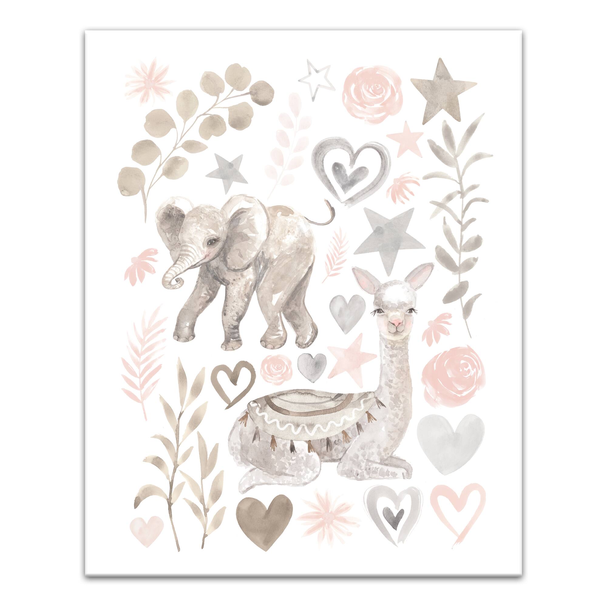 Llama And Elephant Friends 16" x 20" Canvas Wall Art